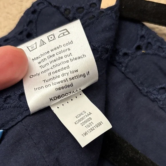 Draper James Navy Blue Eyelet A-Line Knee Length Skirt Size 16 Ruffle Hem - Picture 13 of 15